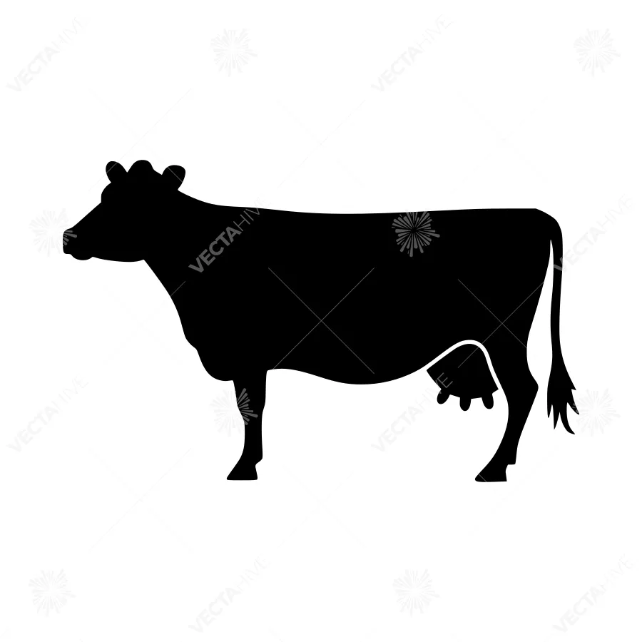 Black Cow Silhouette Vector Icon