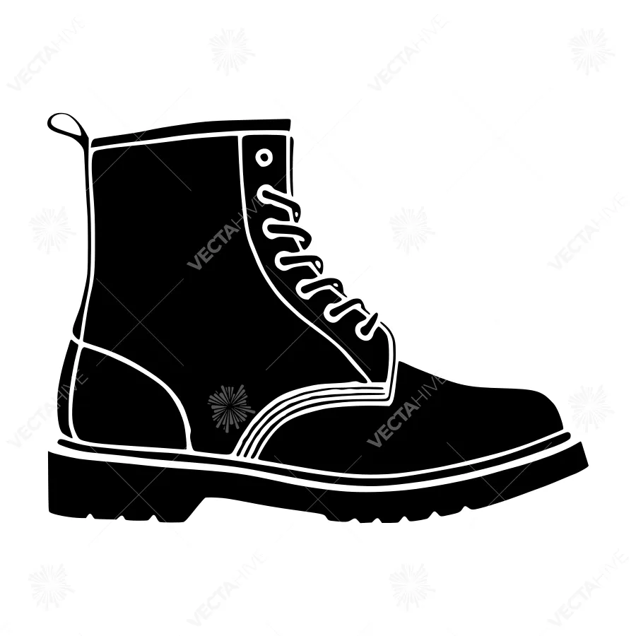 Black Leather Boots Silhouette Vector