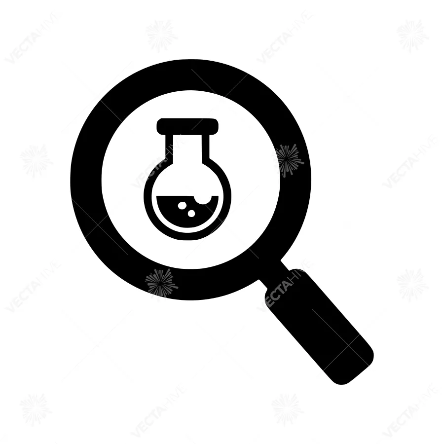 Magnifying Glass Over Test Tube - Science Icon