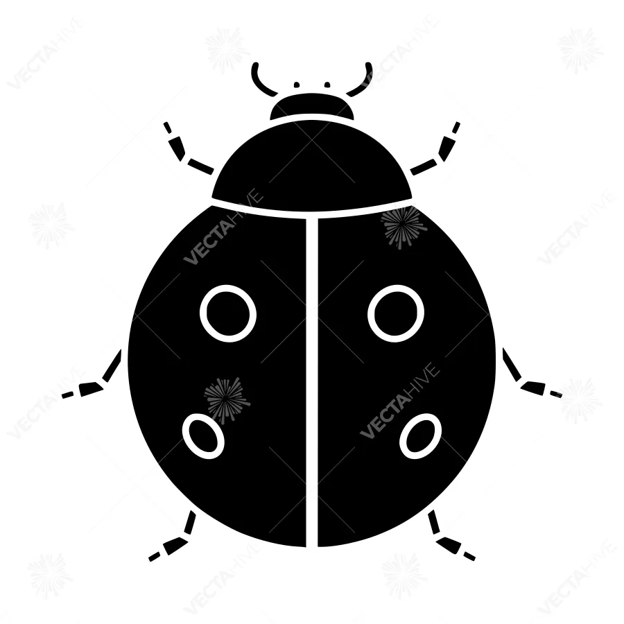 Black Ladybug Icon - Vector Illustration