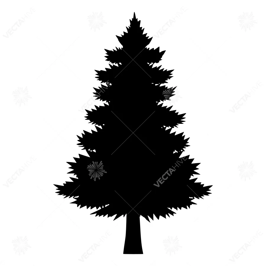 Black Pine Tree Silhouette Vector Illustration