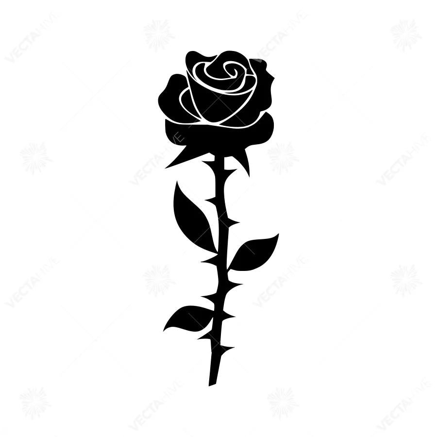 Black Rose Silhouette Vector Illustration