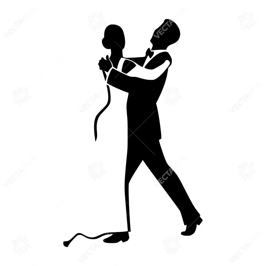 Silhouette Dance Couple - Vintage Style