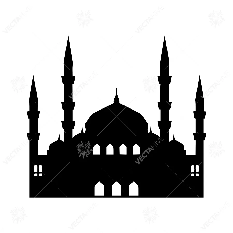 Silhouette Mosque - Islamic Architecture Vector