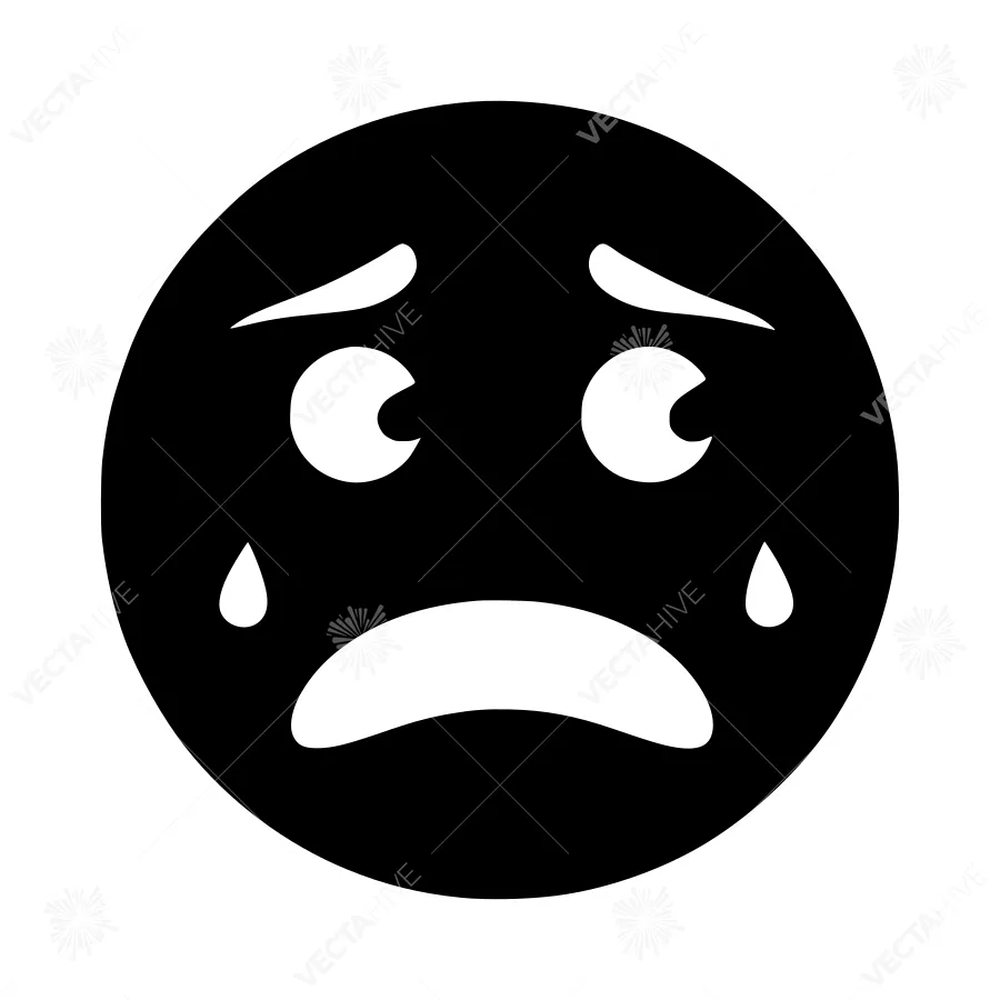Sad Face Icon - Black and White Vector
