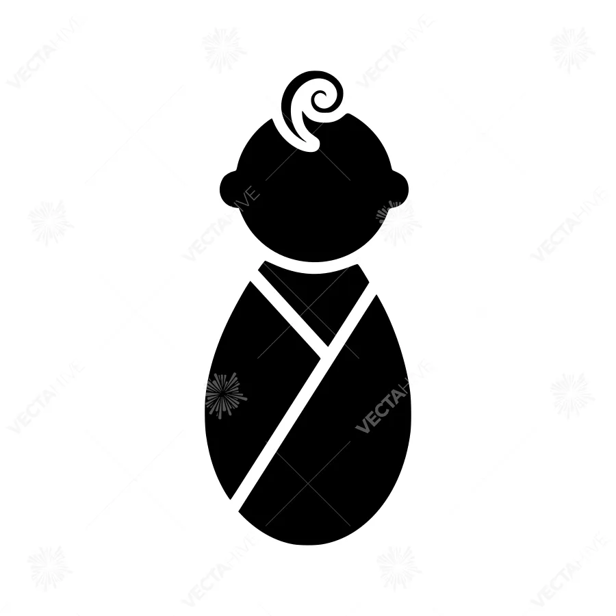 Baby Silhouette Icon - Minimalist Newborn Design