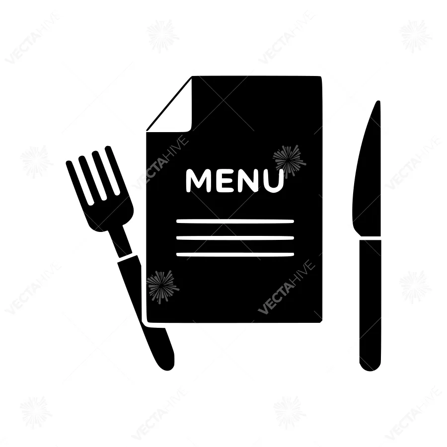 Restaurant Menu Icon - Black & White Vector