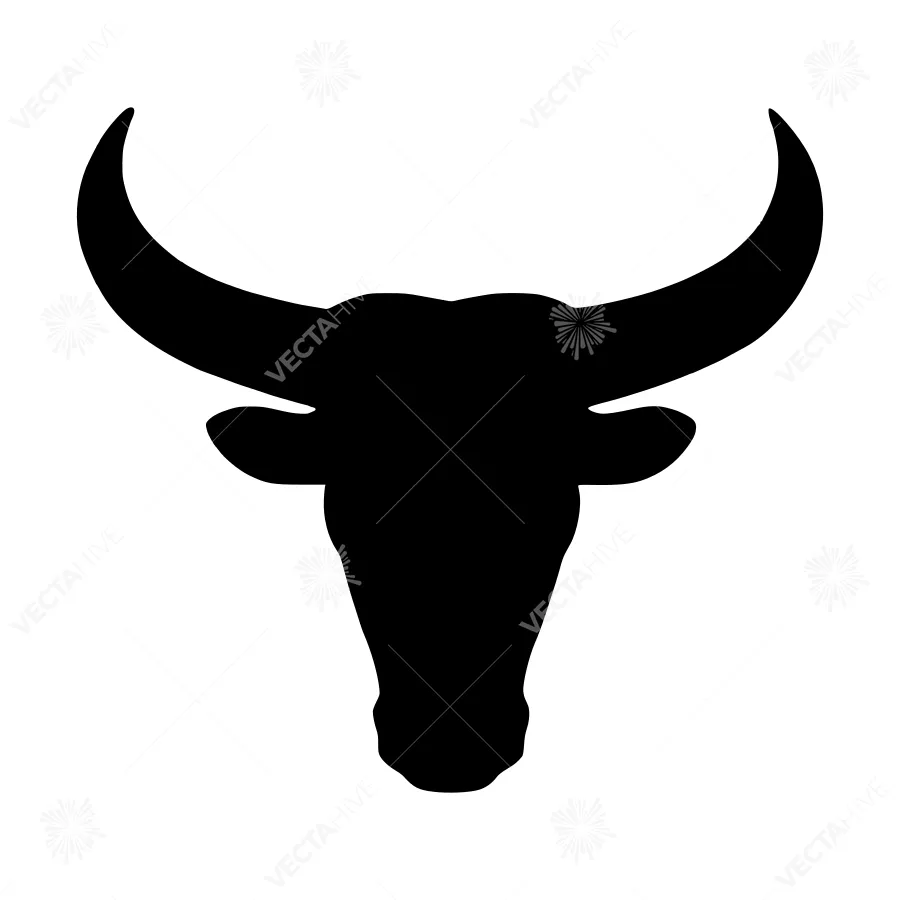Bull Head Silhouette Vector Icon