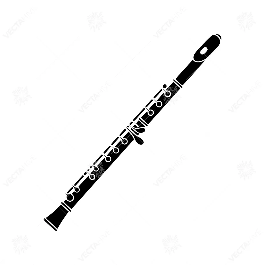 Black Flute Icon - Vector Illustration