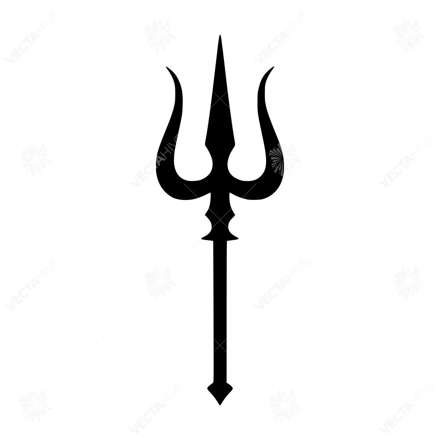 Trident Symbol Icon - Black Outline