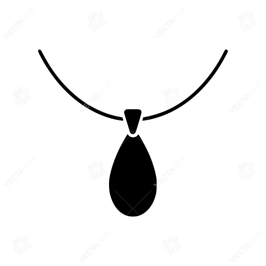 Black Pendant Necklace Icon - Minimalist Vector