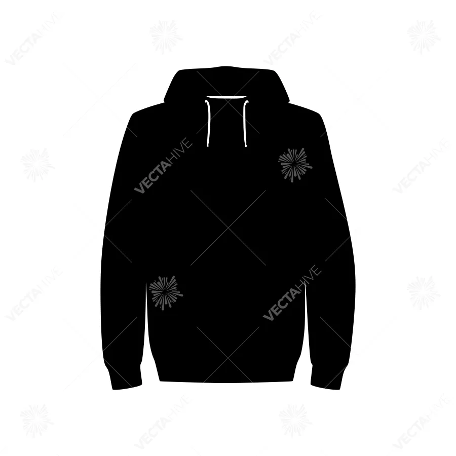 Black Hoodie Silhouette Vector Illustration
