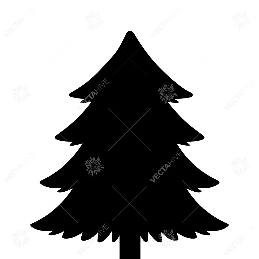 Black Silhouette Christmas Tree Icon