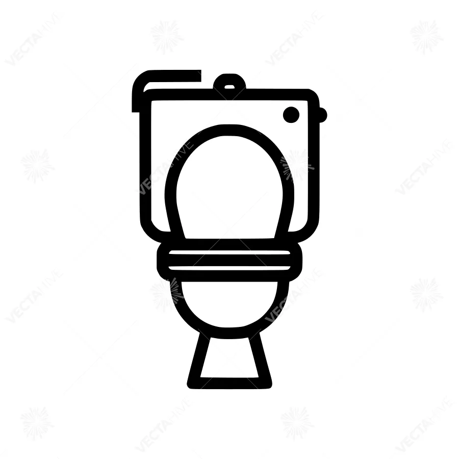 Toilet Icon - Black Outline Vector