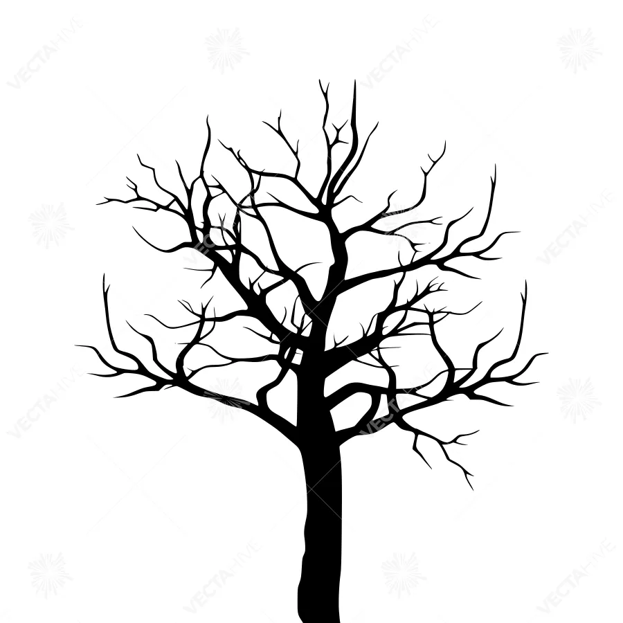 Silhouette Tree Black & White Vector Graphic