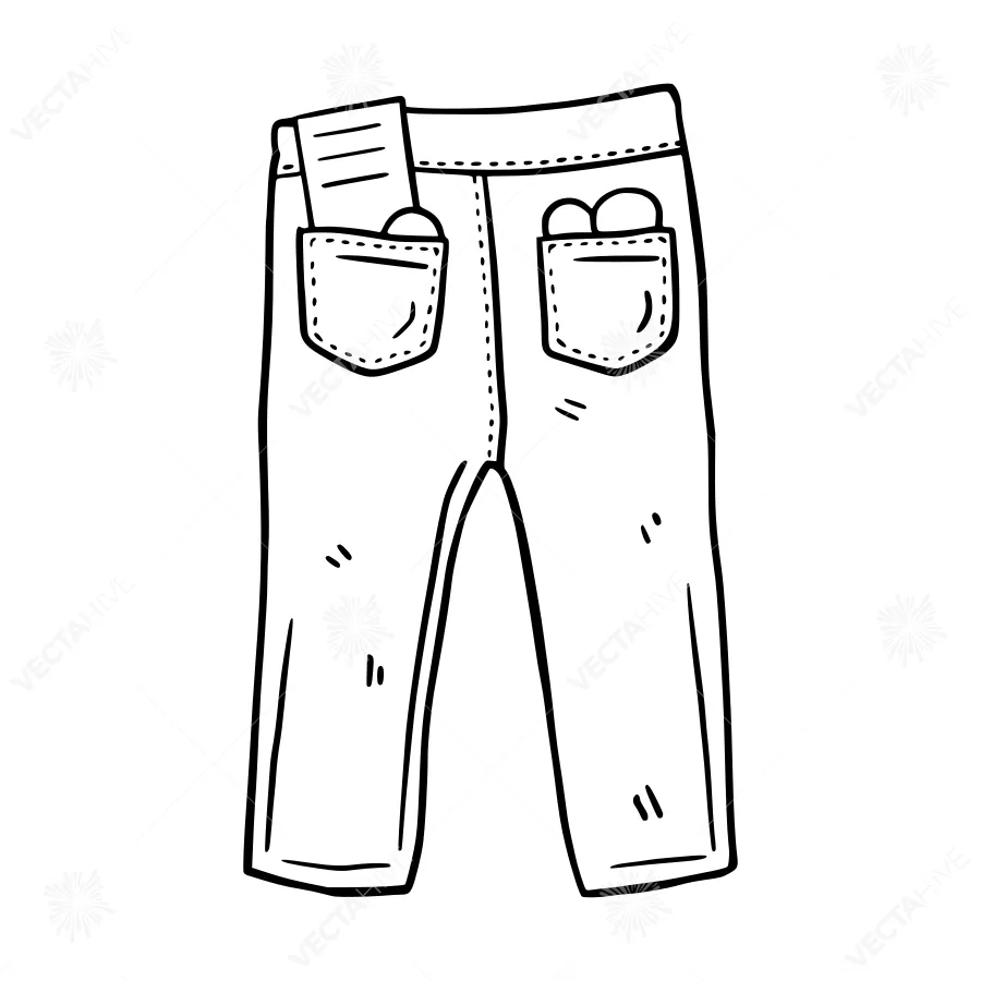 Black Denim Jeans Sketch Illustration
