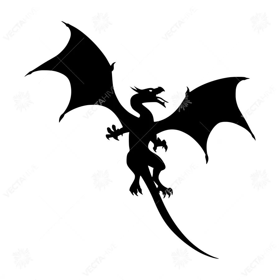 Black Dragon Silhouette Flying