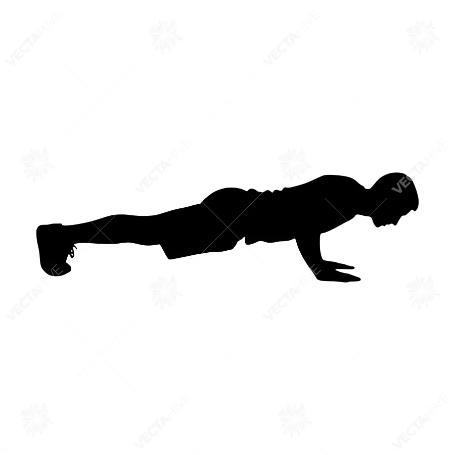 Silhouette Push-Up Exercise Vector Graphic