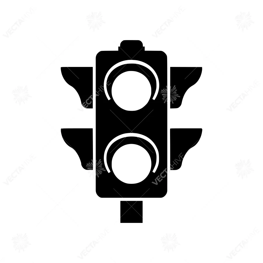 Black Traffic Light Icon - Vector Illustration