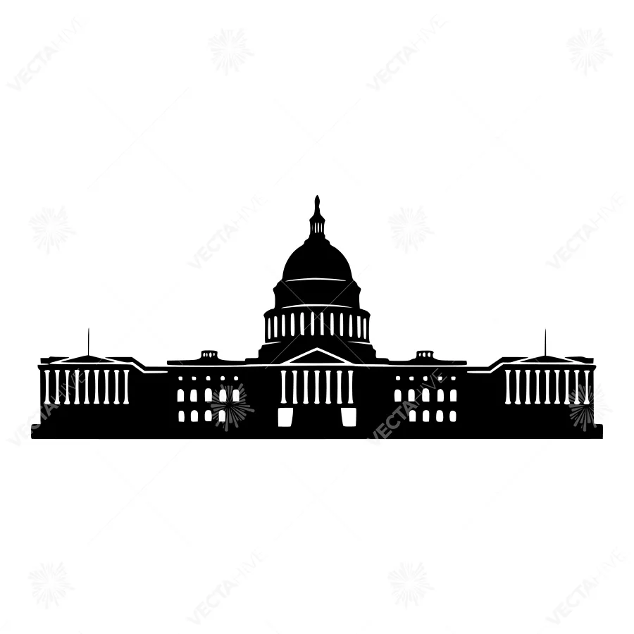 Capitol Building Silhouette - Minimalist Vector