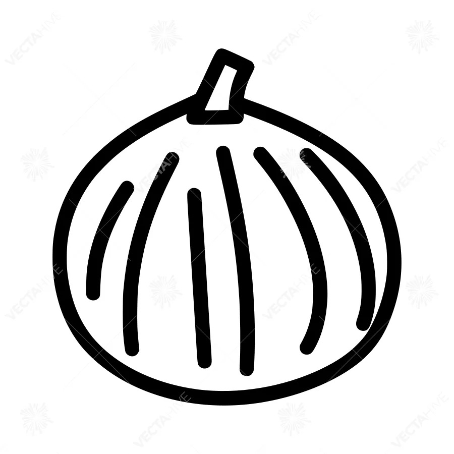 Simple Onion Icon - Line Art Illustration