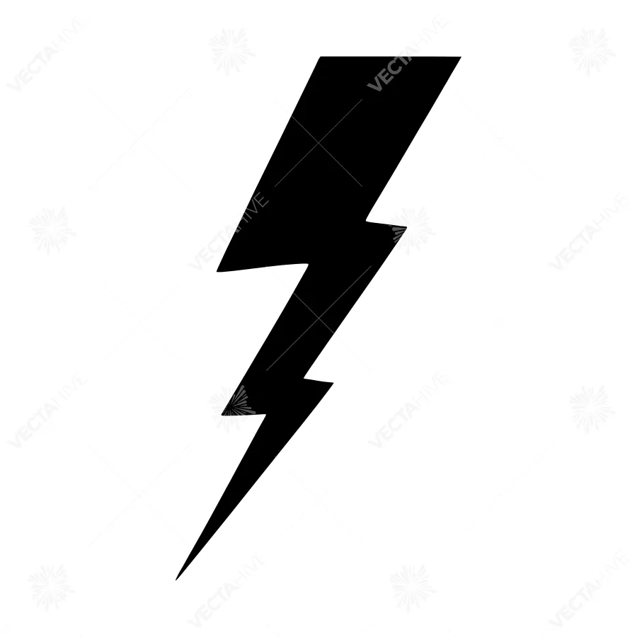 Black Lightning Bolt Icon - Vector Illustration