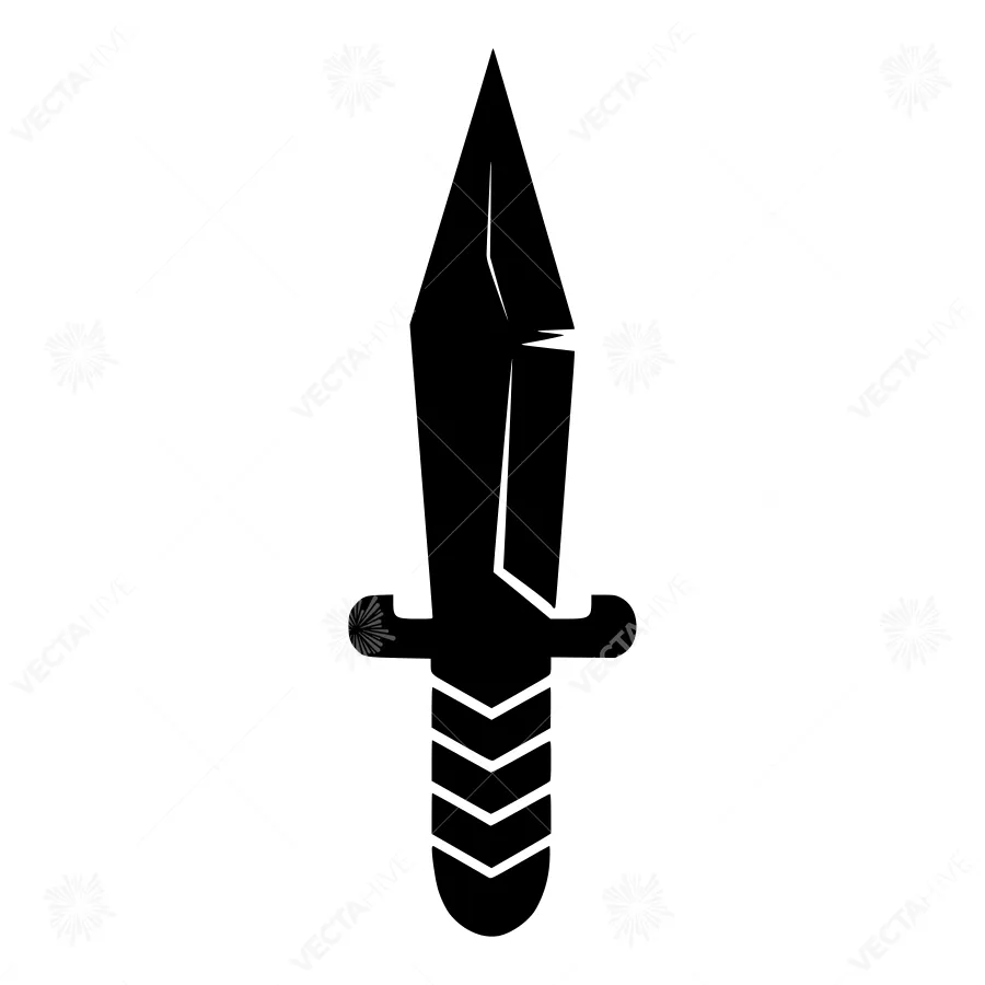Black Dagger Knife Icon - Vector Illustration