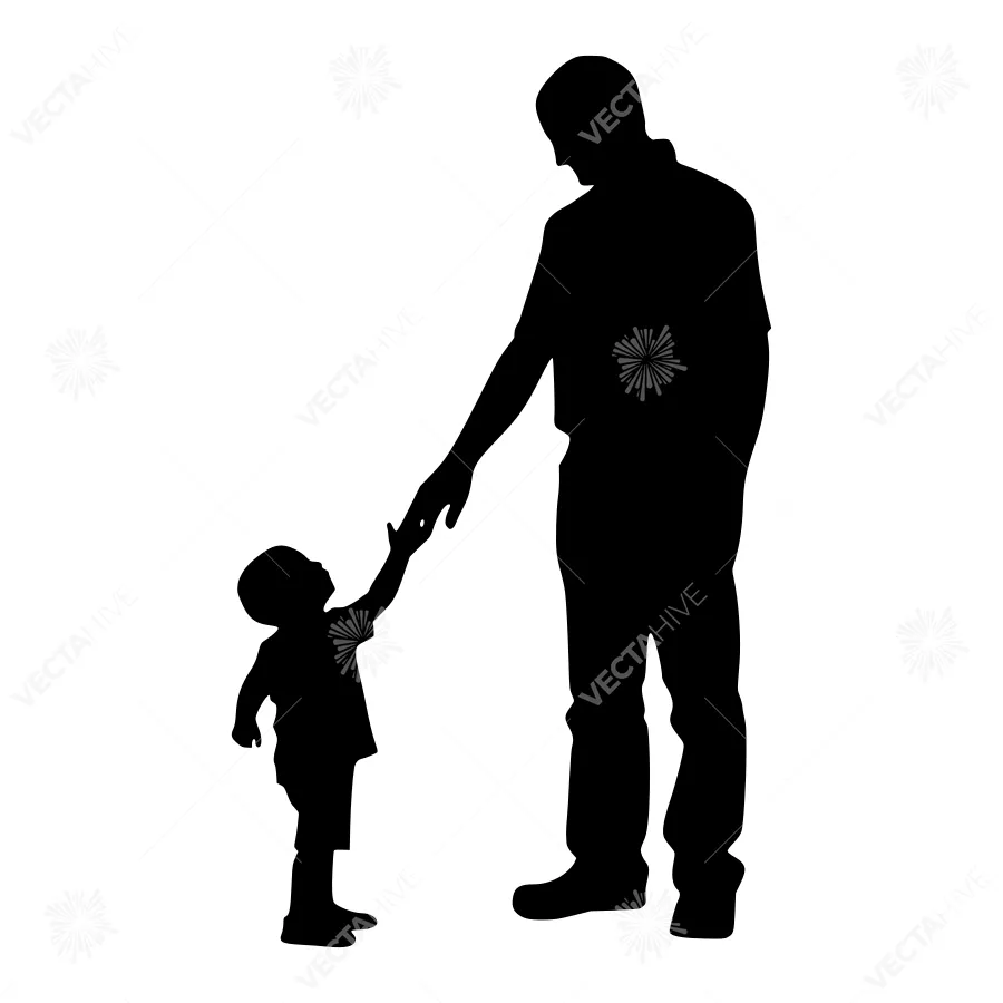 Silhouette Father & Child - Hand Holding