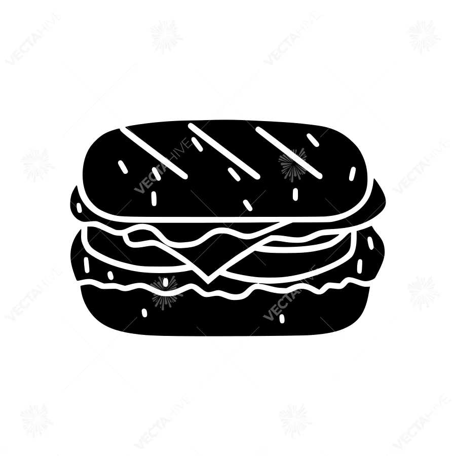 Burger Icon - Black Silhouette