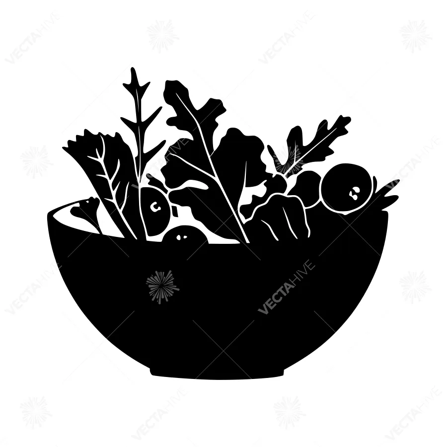 Black & White Salad Bowl Silhouette