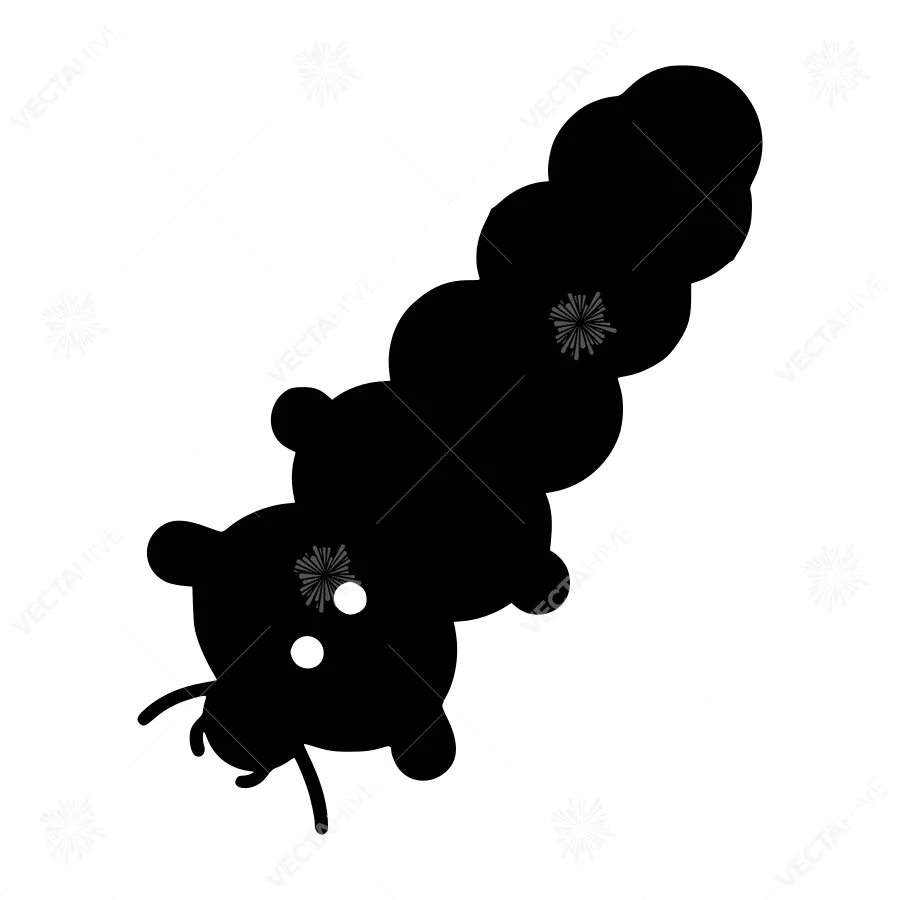 Cute Caterpillar Silhouette Vector Illustration