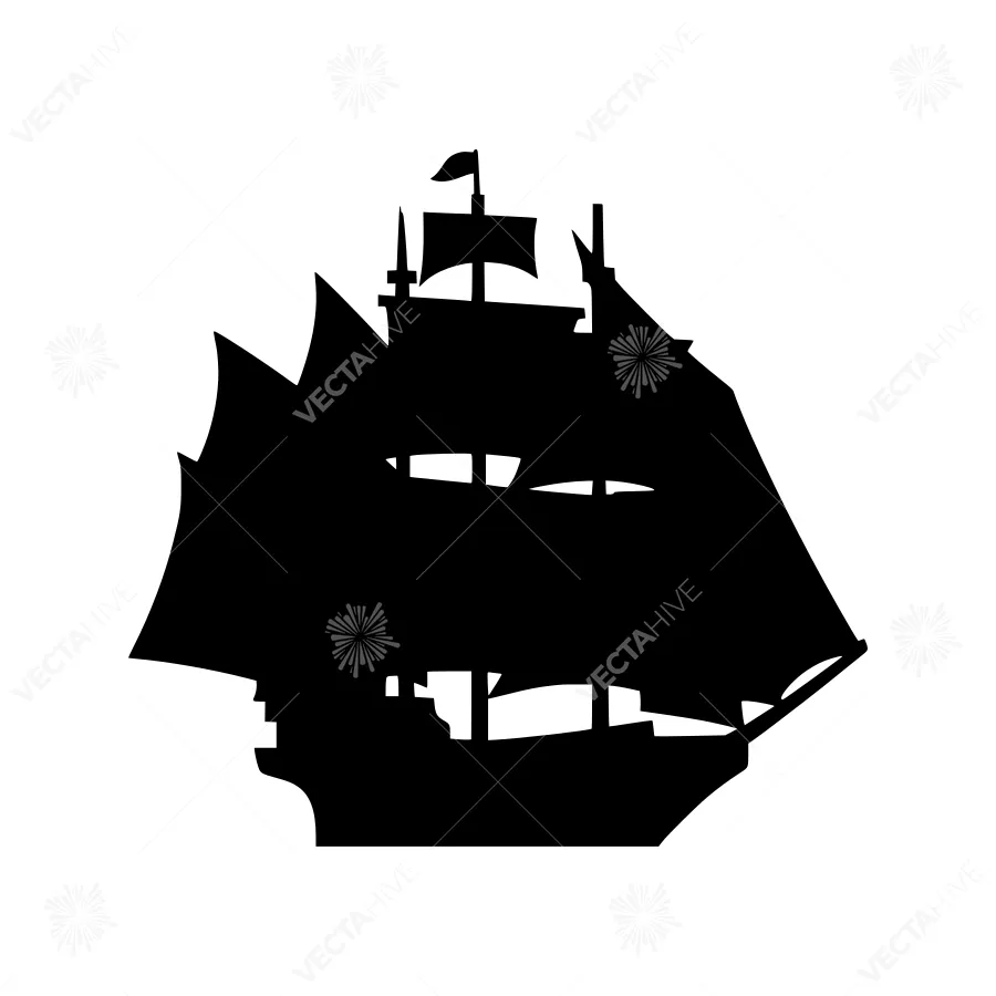 Silhouette Ship Vector Illustration