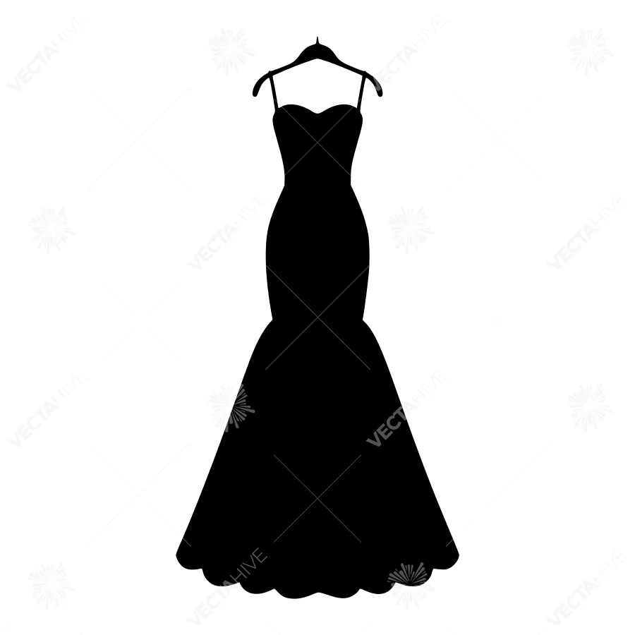 Black Evening Gown Silhouette on Hanger