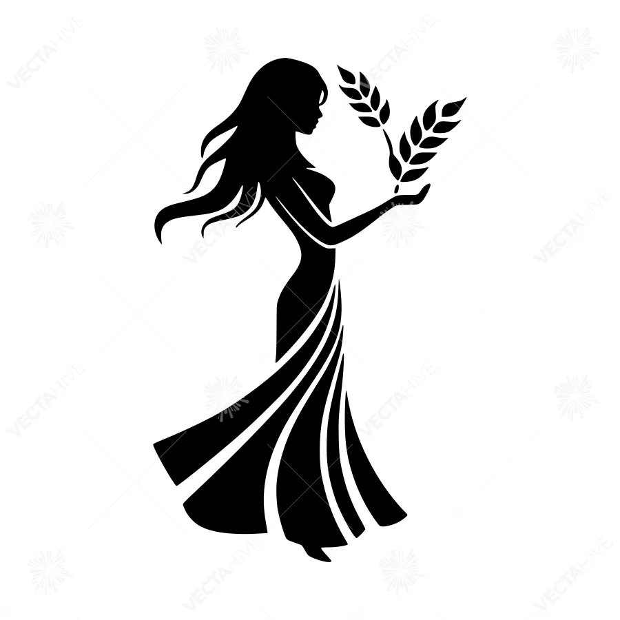 Elegant Silhouette Goddess with Wheat