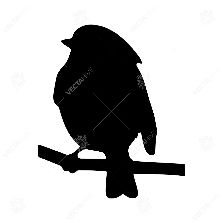 Silhouette Bird on Branch - Minimalist Vector