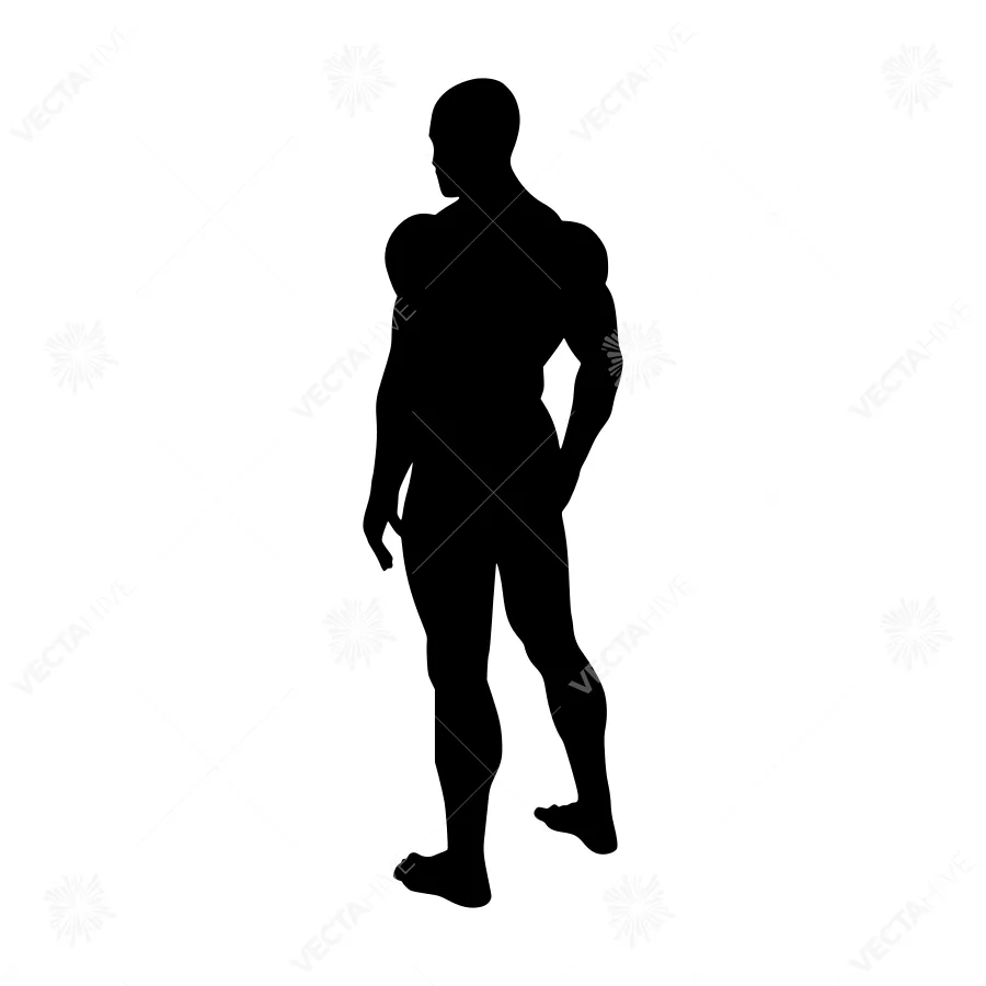Muscular Male Silhouette Black Outline