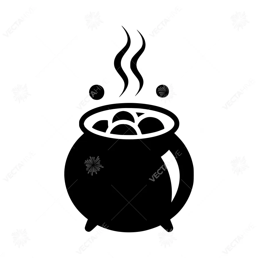 Black Pot with Bubbles - Simple Icon