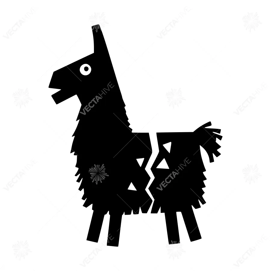 Geometric Black Llama Silhouette