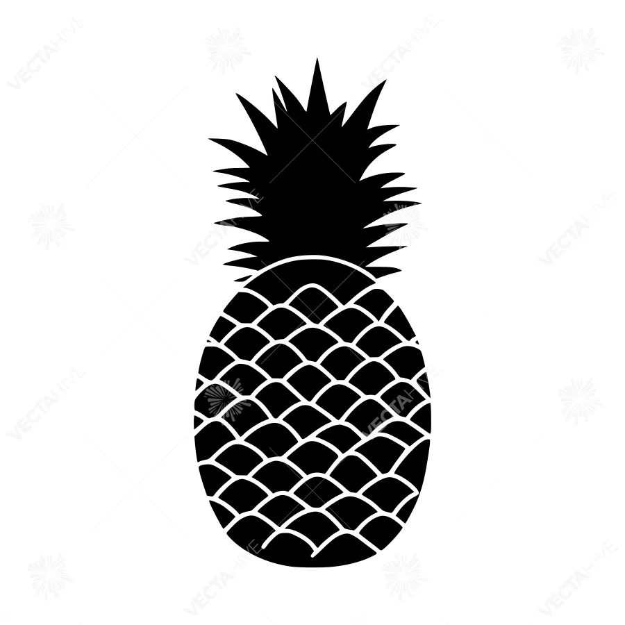 Black Pineapple Silhouette Vector Graphic