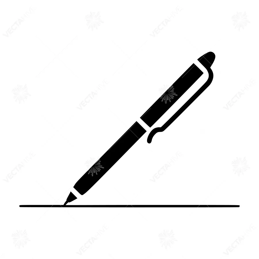 Black Pen Signature Icon - Vector Illustration