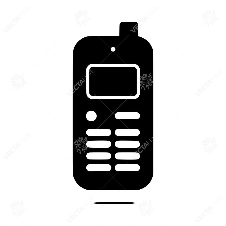 Vintage Mobile Phone Icon - Black Silhouette