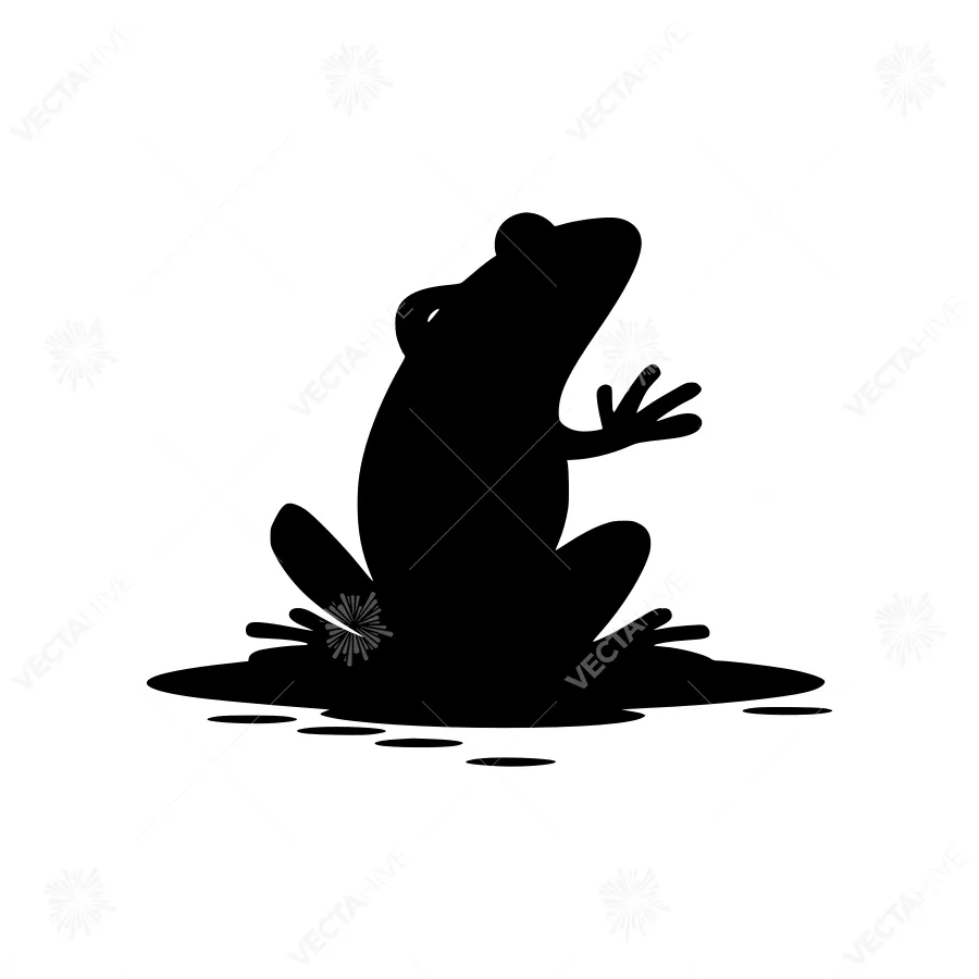 Black Frog Silhouette on Water