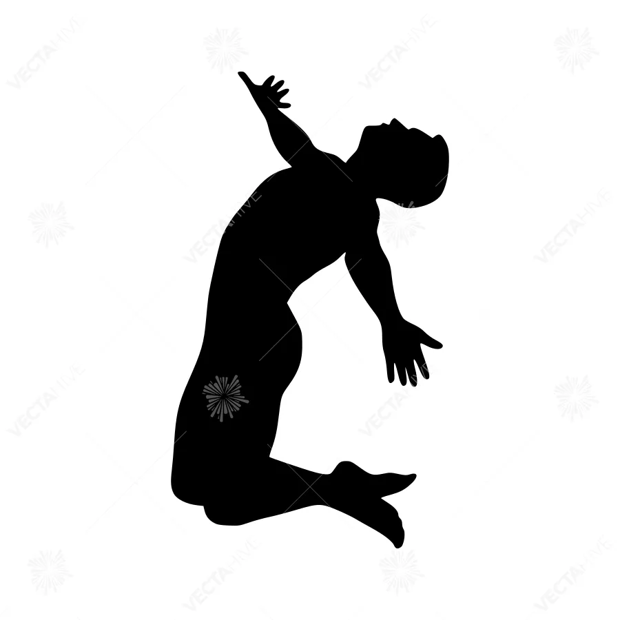 Silhouette Jumping Athlete - Black on White