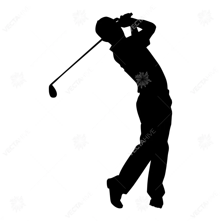 Silhouette Golf Swing - Black Outline