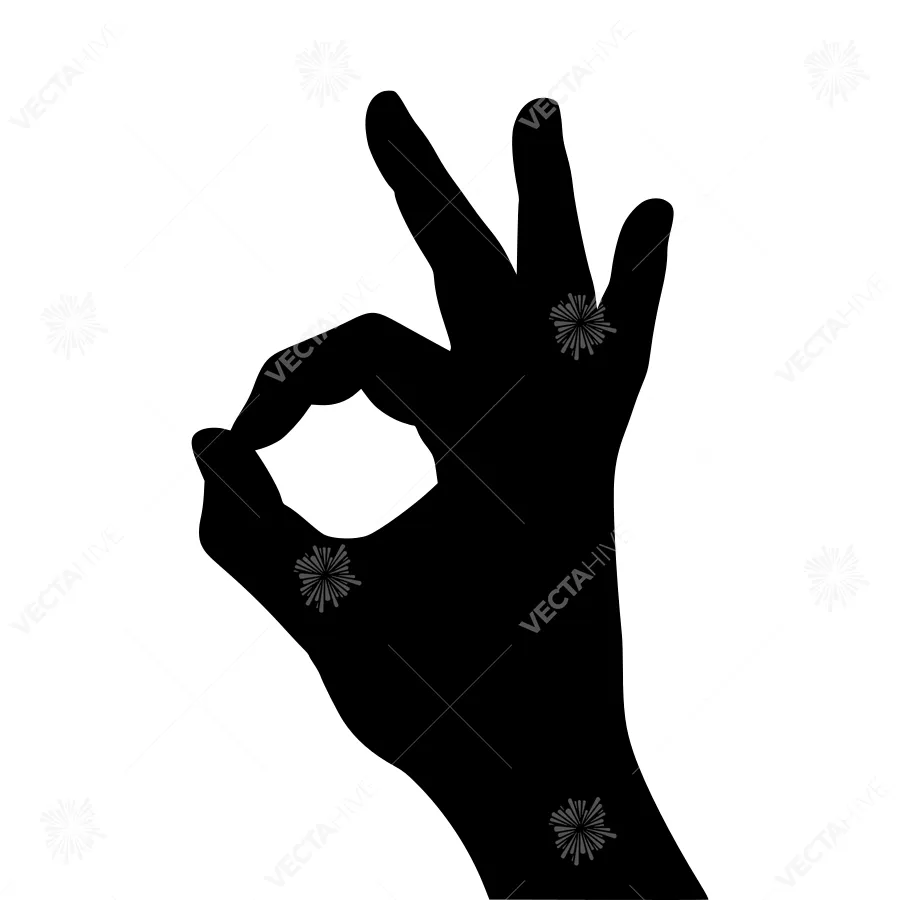OK Hand Gesture Silhouette Vector