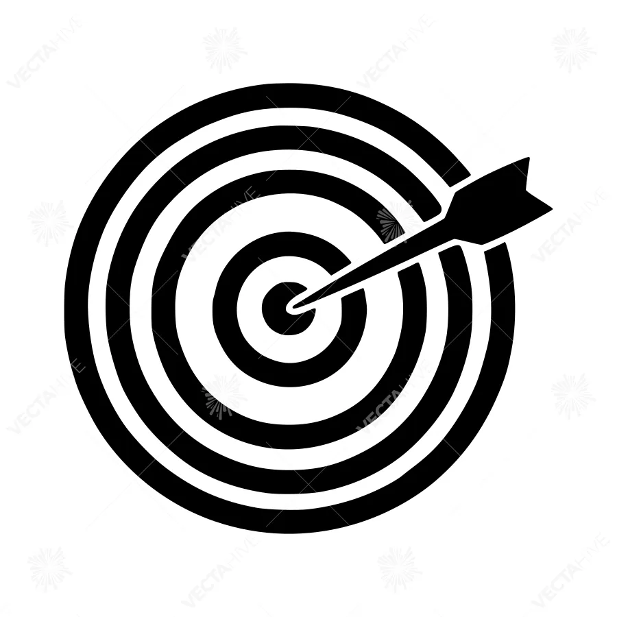 Black Target Icon - Dartboard Vector