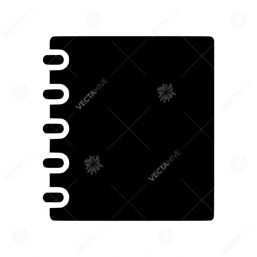 Black Spiral Notebook Icon - Vector Illustration