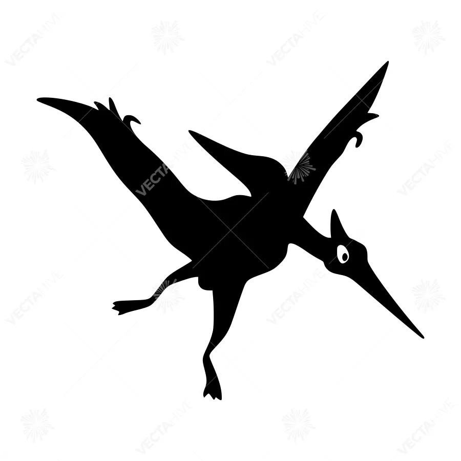 Silhouette Pterodactyl Flying Vector Graphic