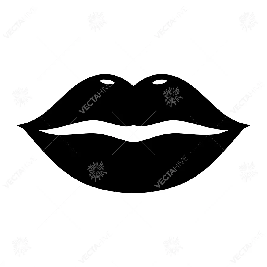 Black Lips Outline Icon - Minimalist Vector
