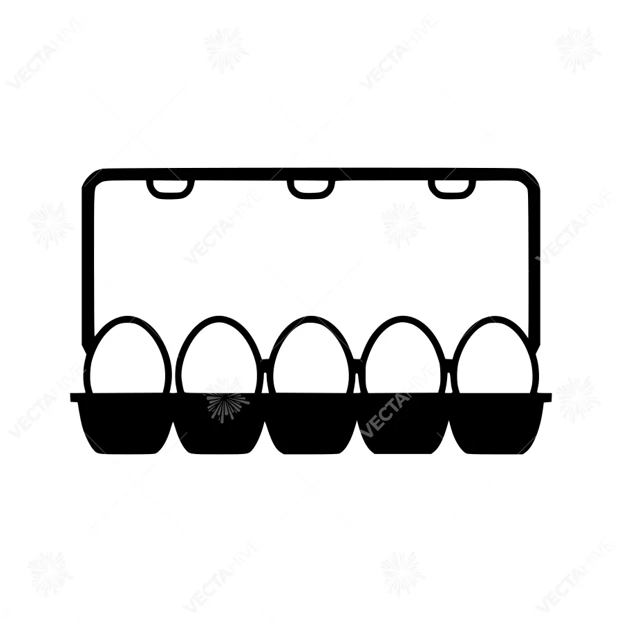 Egg Carton Icon - Black Outline